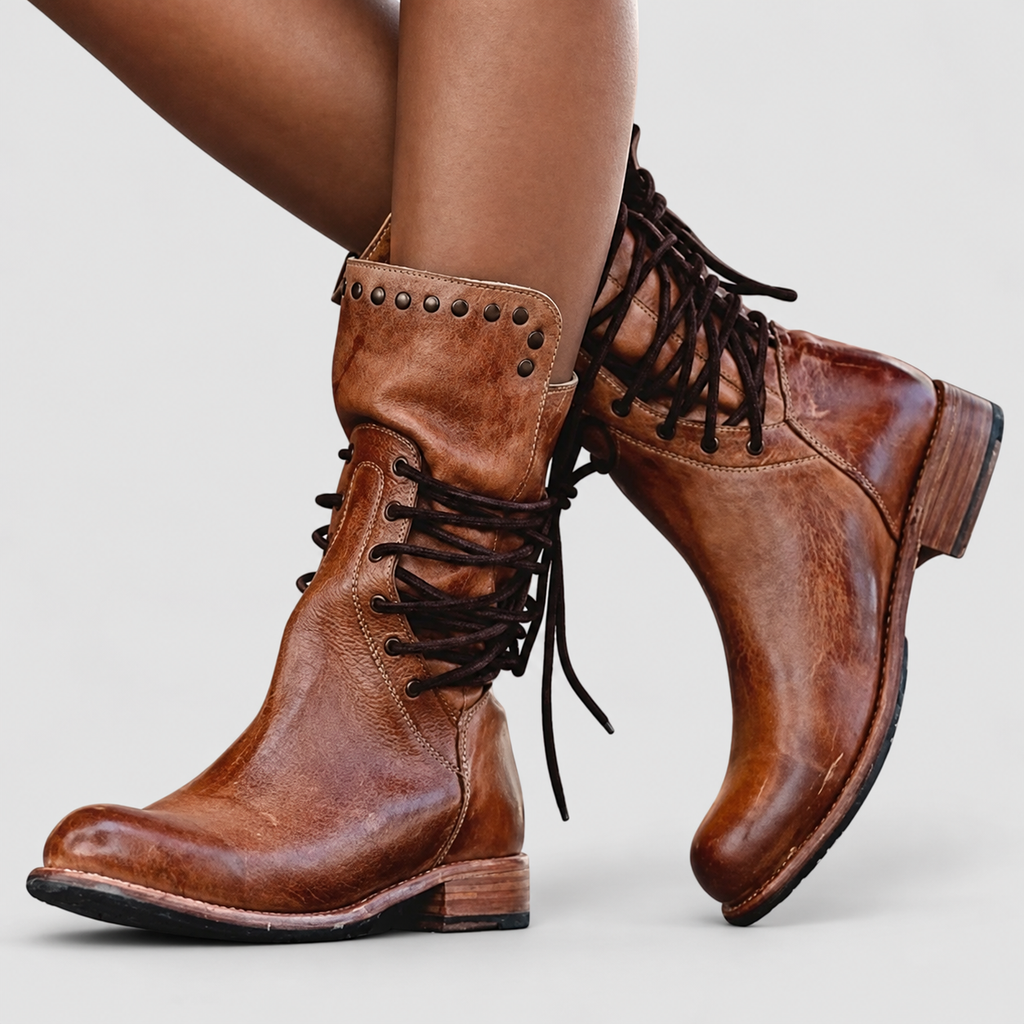 Nerina | Women’s Vintage Lace-Up Boots — Brown