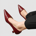 Nerissa-May | Women’s Pointed-Toe Low-Heel Pumps — Reddish Brown