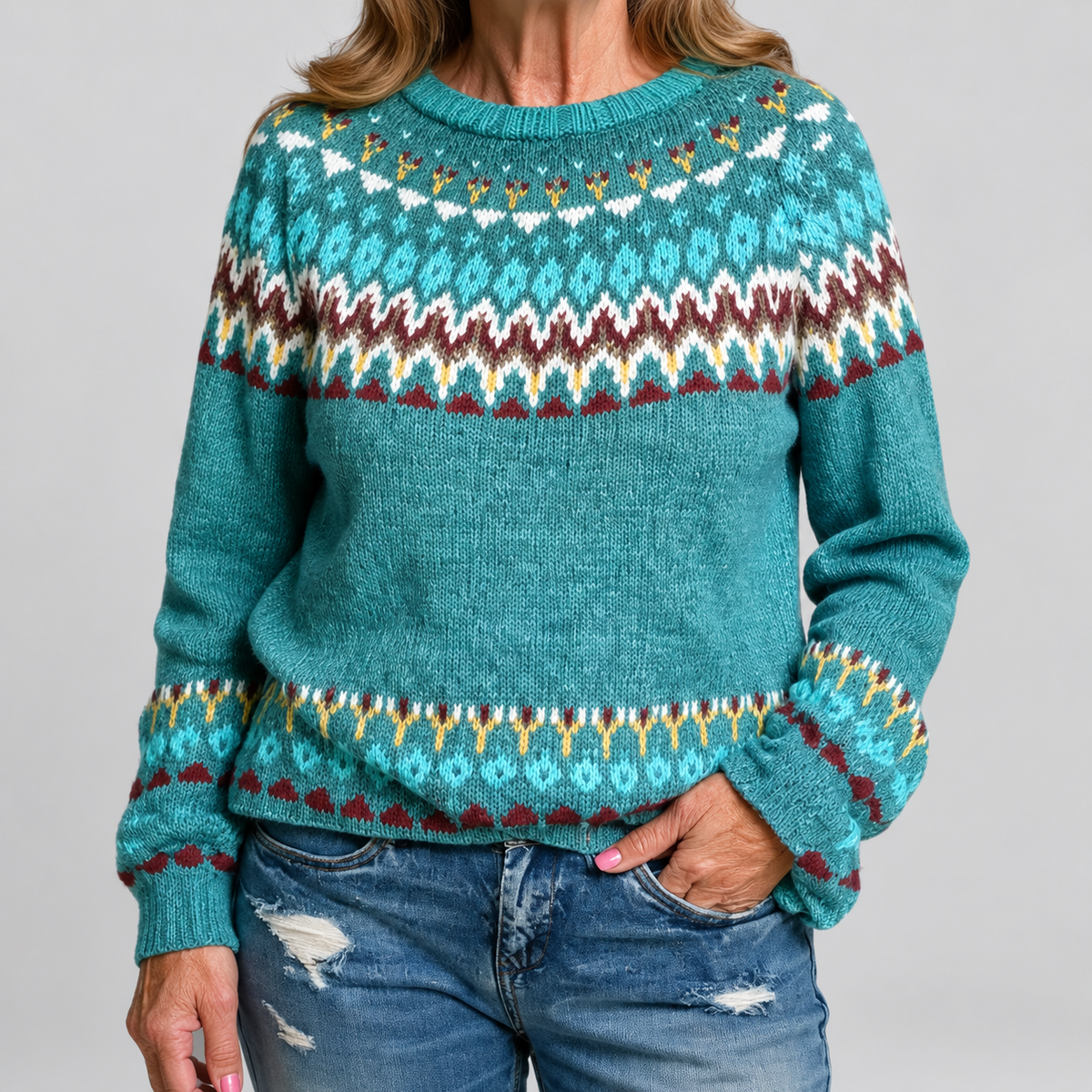 Nerissa | Women’s Patterned Knit Jumper — product detail 2