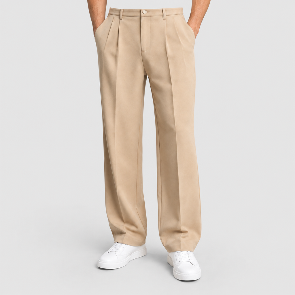 Neville | Men’s Pleated Wide-Leg Trousers with Side Pockets — product detail 3