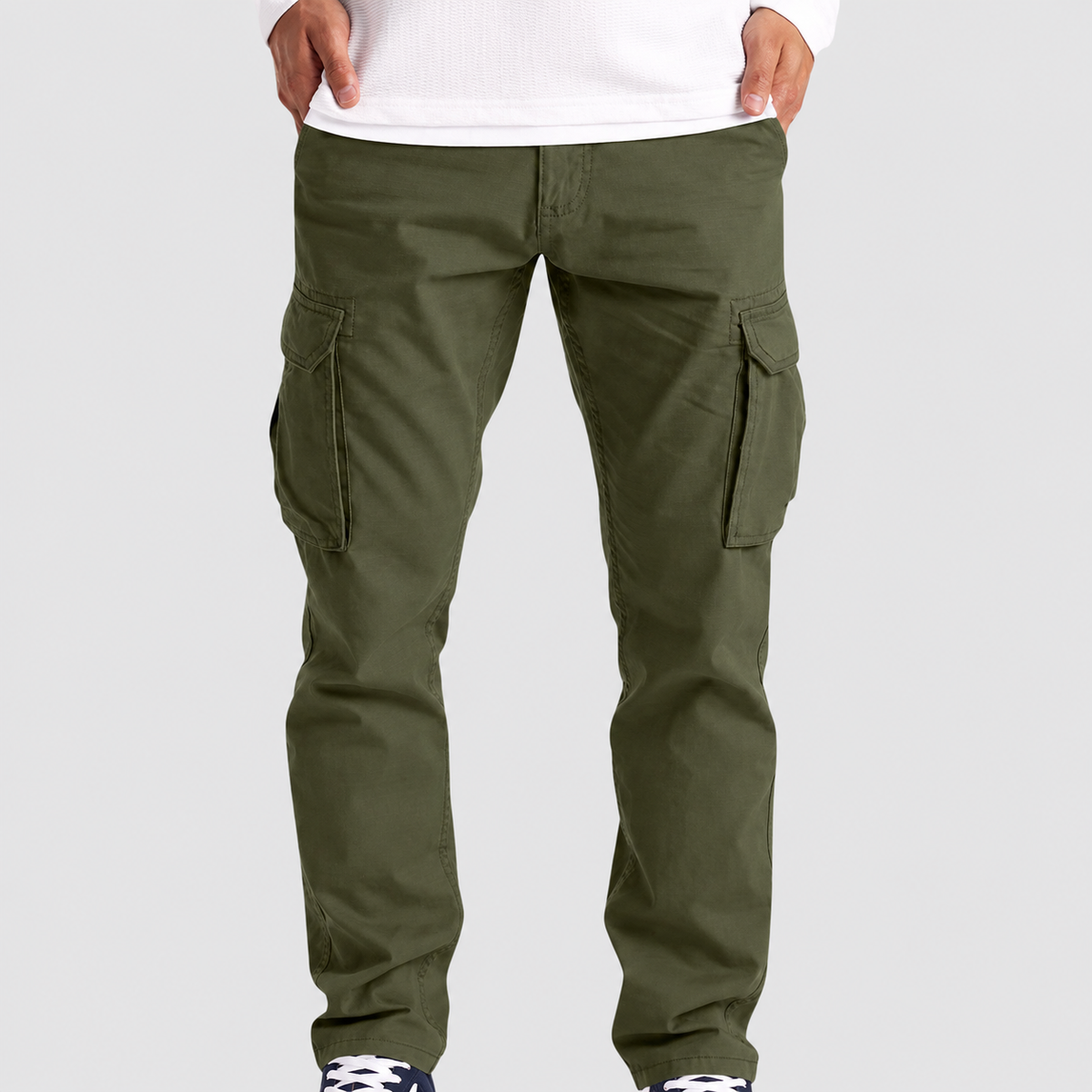 Nolan | Men’s Relaxed-Fit Cargo Pants — Army Green