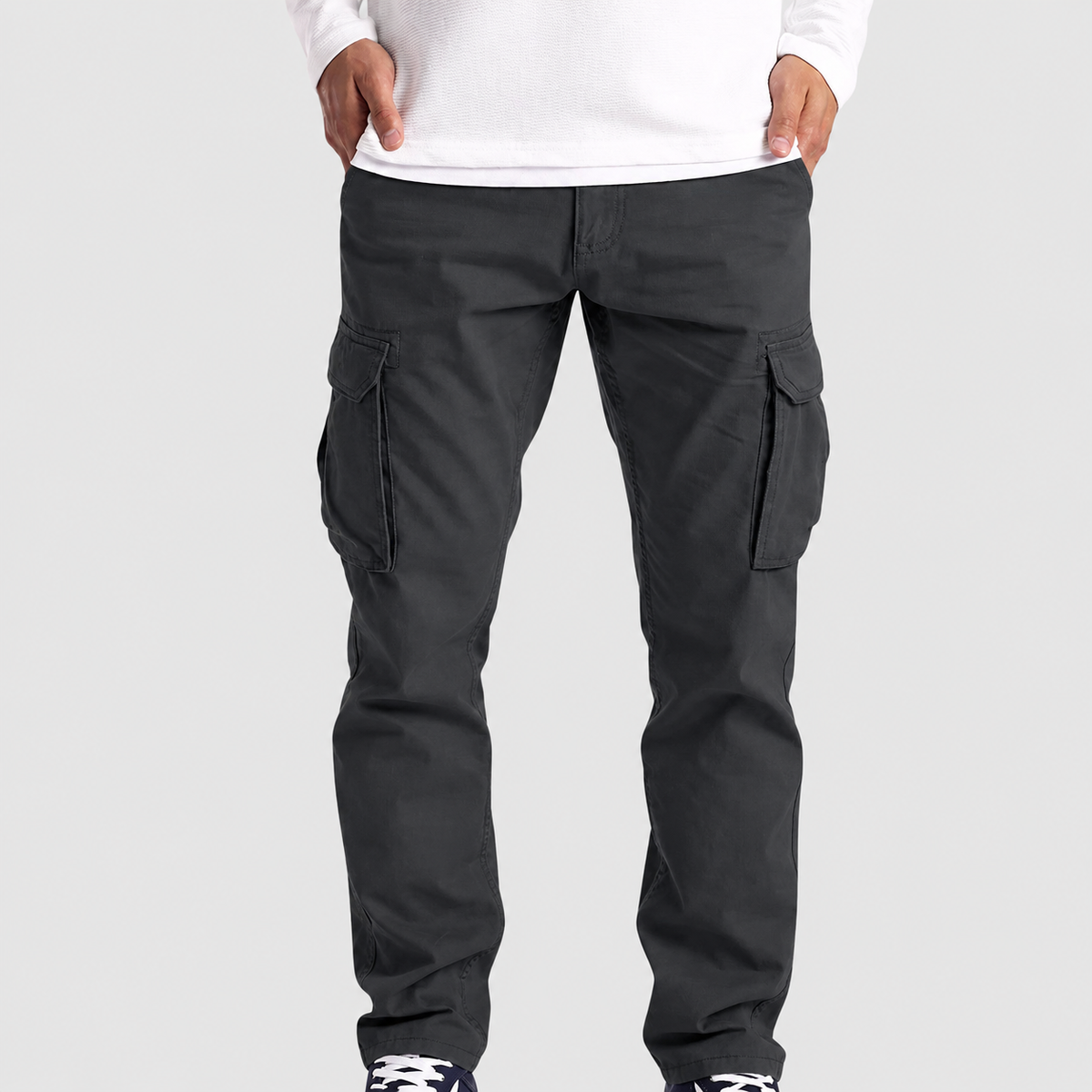 Nolan | Men’s Relaxed-Fit Cargo Pants — Dark Grey