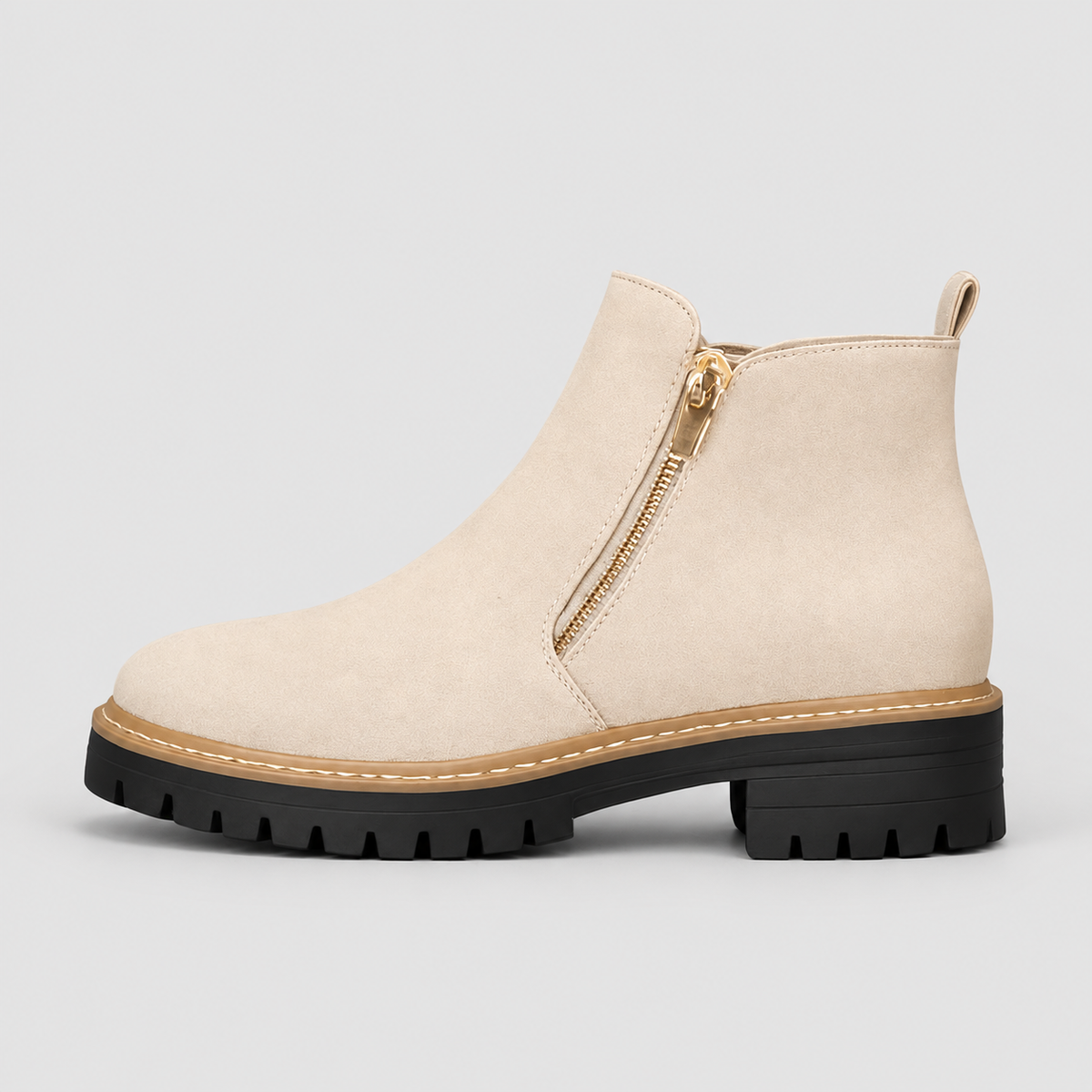 Odelia | Women’s Side-Zip Ankle Boots — Beige
