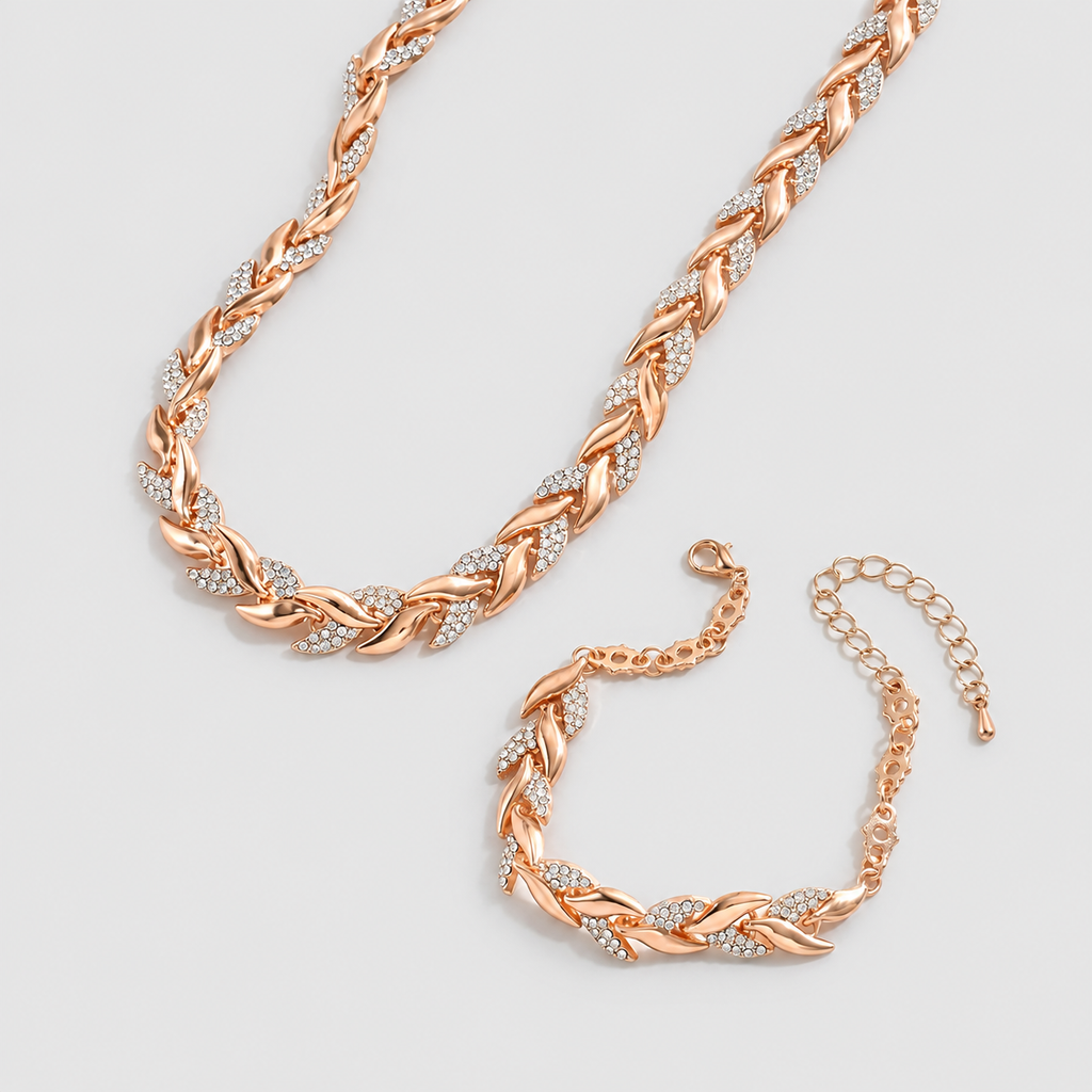Ondina | Women’s Fishtail-Link Necklace and Bracelet Set — product detail 4