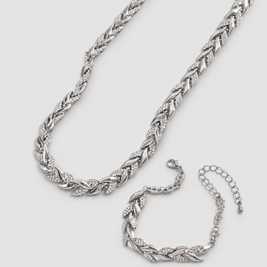 Ondina | Women’s Fishtail-Link Necklace and Bracelet Set — product detail 10