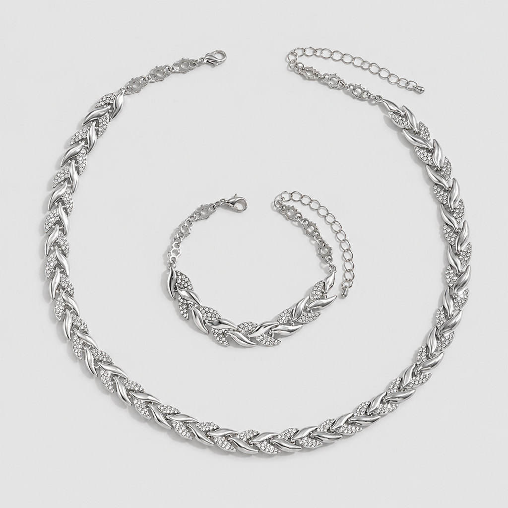 Ondina | Women’s Fishtail-Link Necklace and Bracelet Set — product detail 11