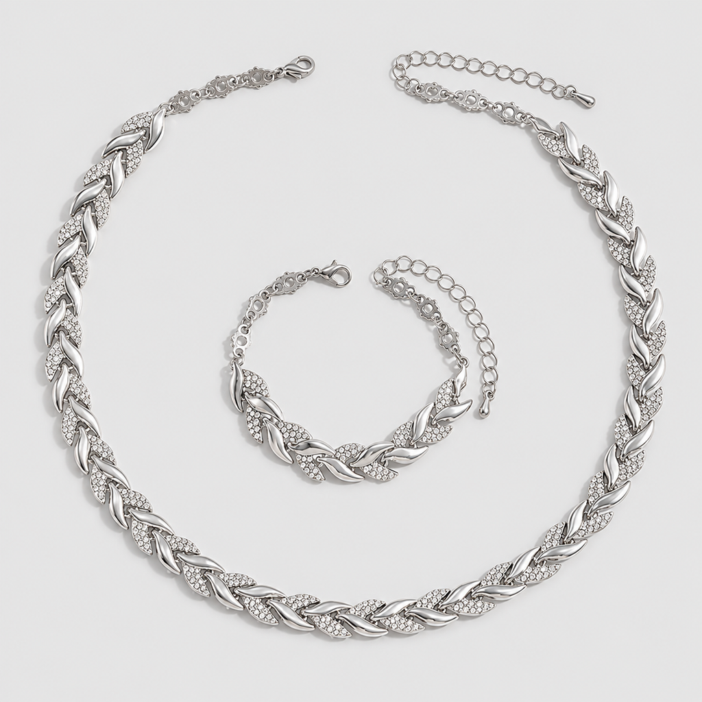 Ondina | Women’s Fishtail-Link Necklace and Bracelet Set — product detail 12