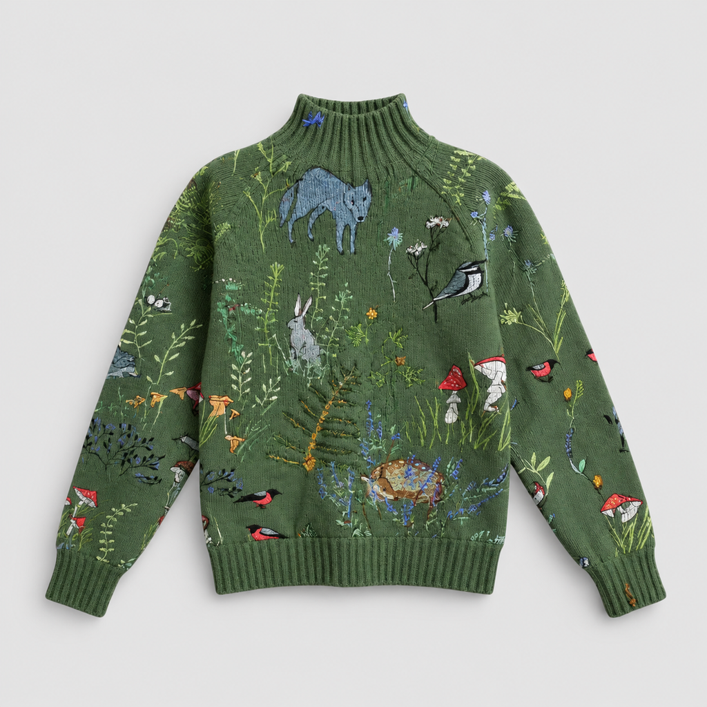 Ondine | Women’s Forest-Print Knit Sweater — product detail 2