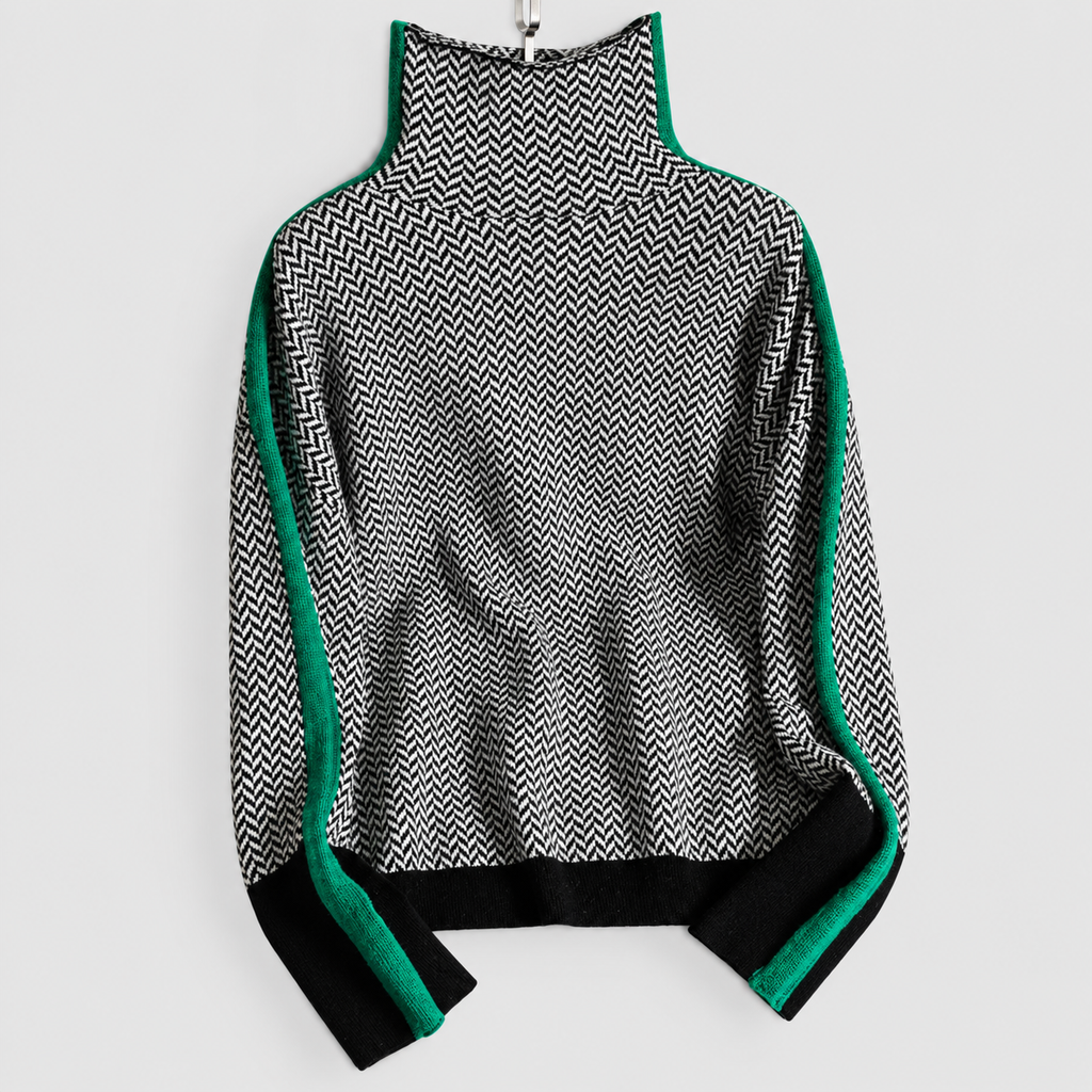 Opal | Women’s Contrast-Stripe Turtleneck Sweater — product detail 5