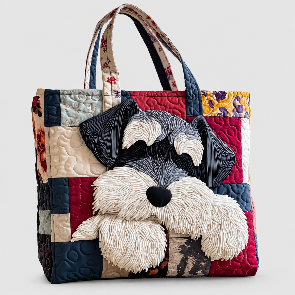 Ophelia | Women’s Schnauzer-Design Quilted Tote Bag — product detail 1