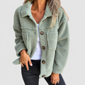 Orinda | Women’s Plush Teddy Jacket with Pockets — Green
