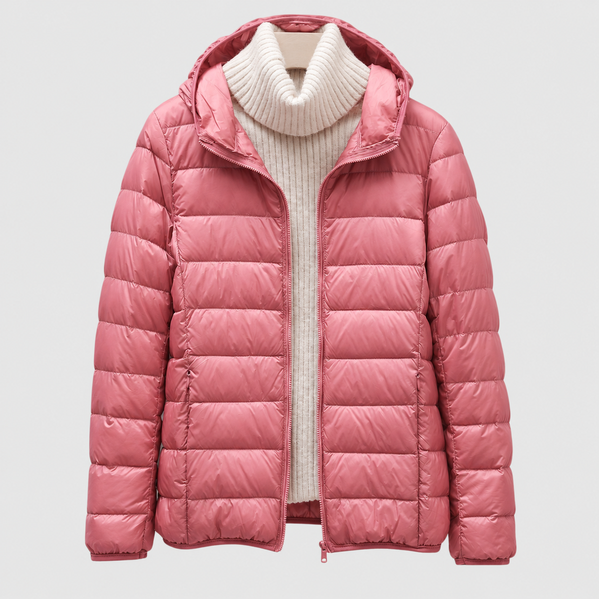 Paolina | Women’s Quilted Hip-Length Puffer Jacket — Pink