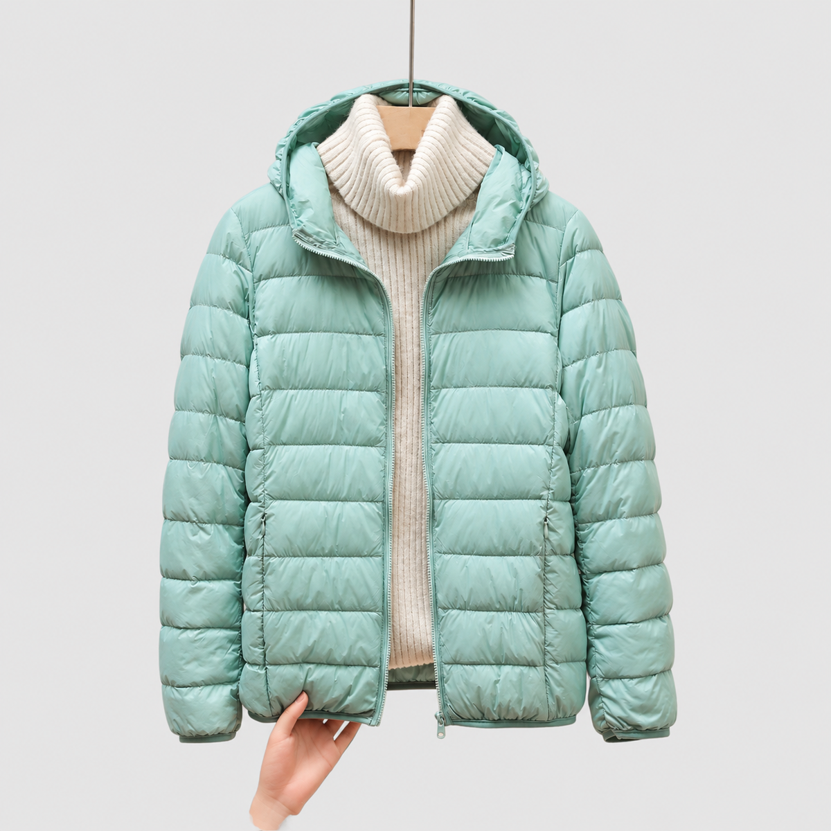 Paolina | Women’s Quilted Hip-Length Puffer Jacket — Green