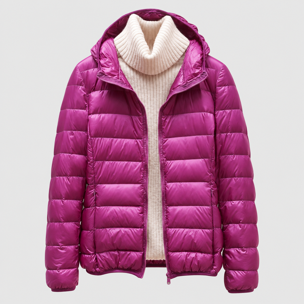 Paolina | Women’s Quilted Hip-Length Puffer Jacket — Purple