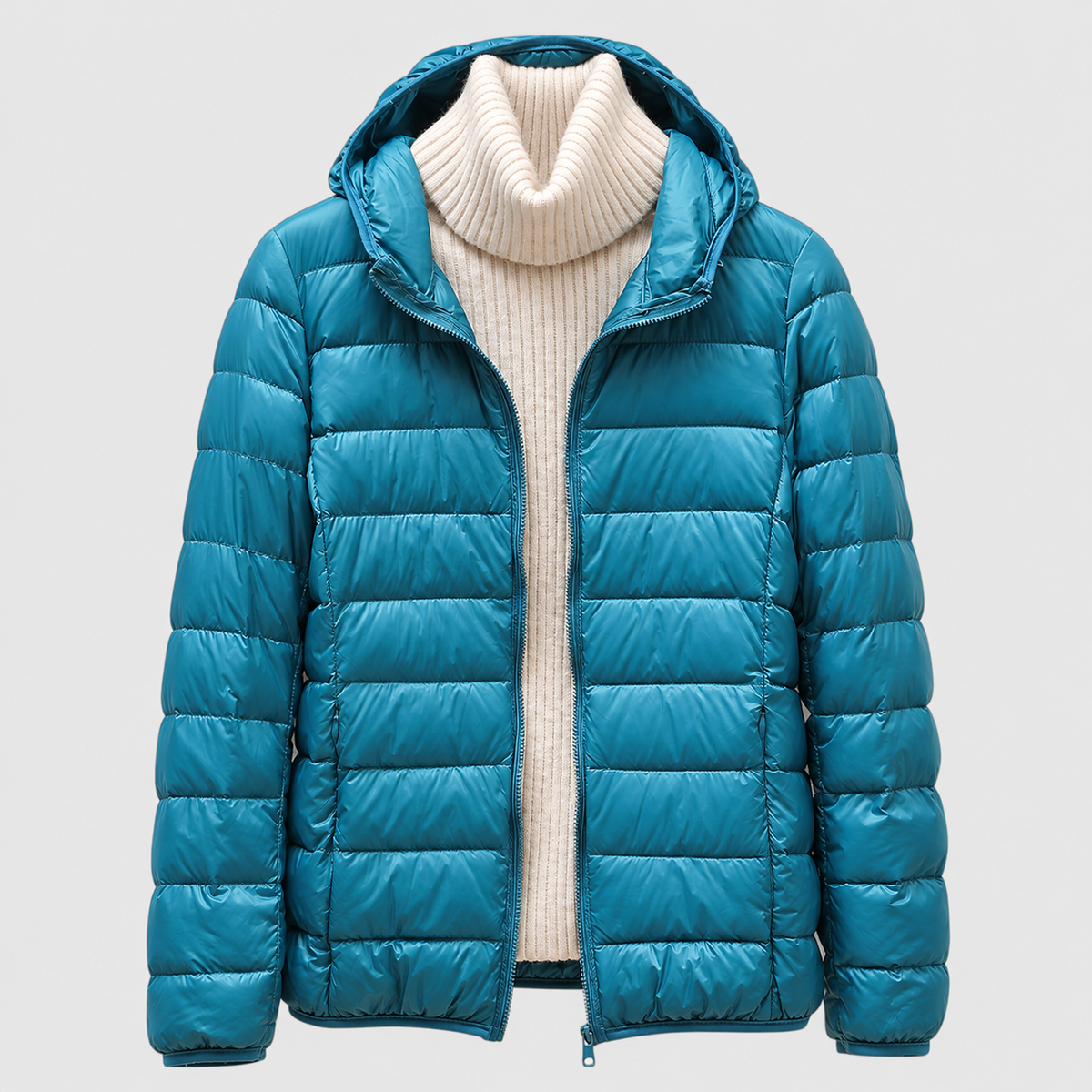 Paolina | Women’s Quilted Hip-Length Puffer Jacket — Blue
