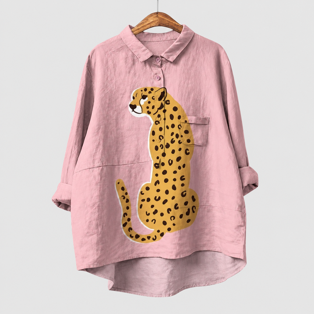 Parisa | Women’s Printed Button-Down Shirt — Giraffe Blush