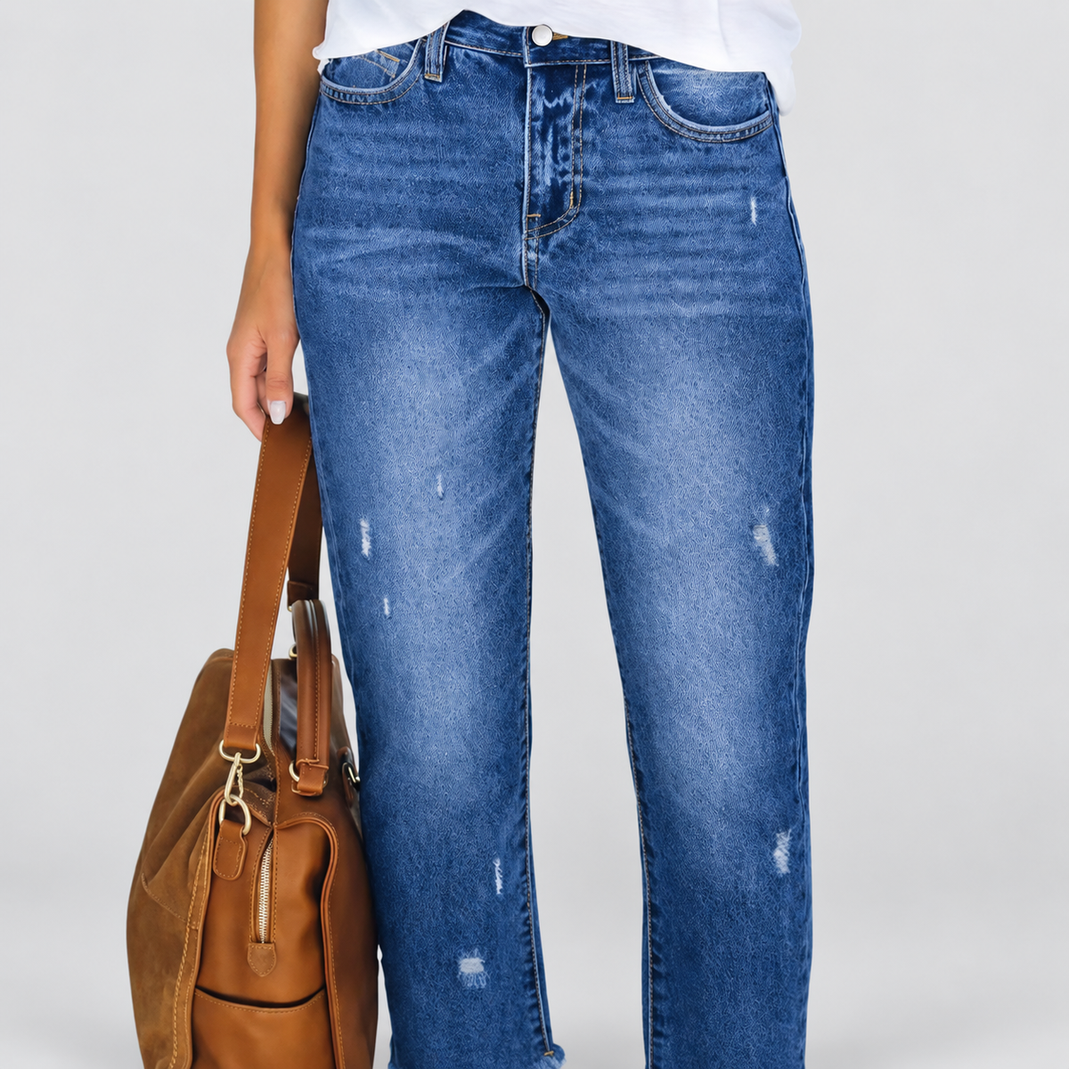 Penelope | Women’s Retro Straight-Leg Cropped Jeans — Dark Blue