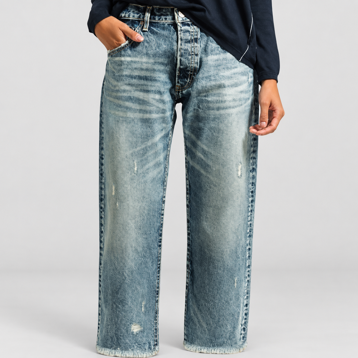 Penelope | Women’s Retro Straight-Leg Cropped Jeans — Vintage Blue