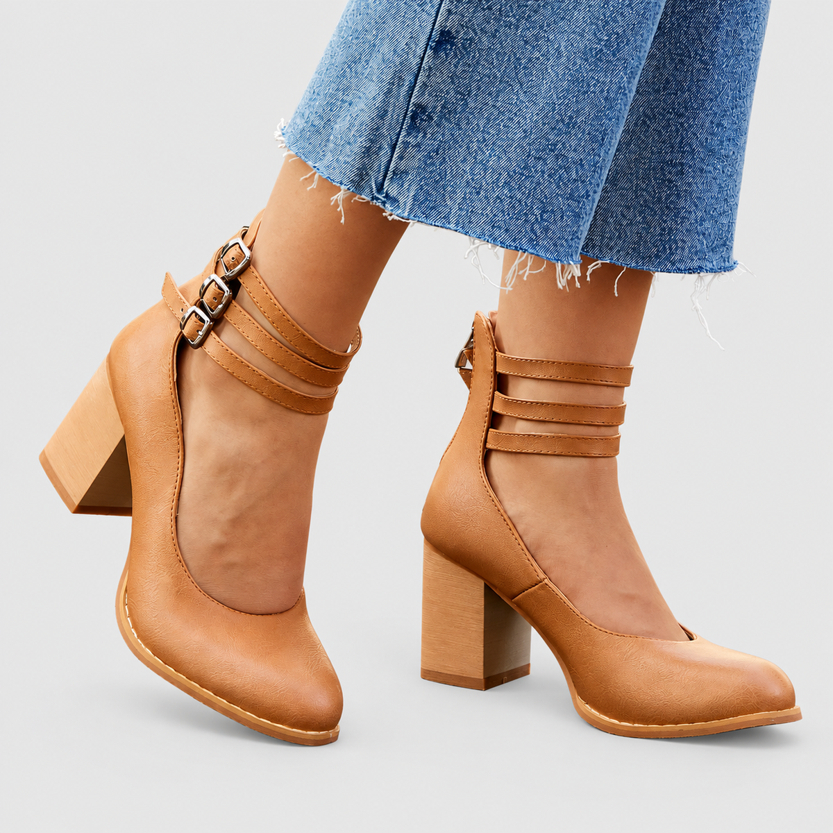 Perdita | Women’s Block-Heel Ankle-Strap Shoes — Brown
