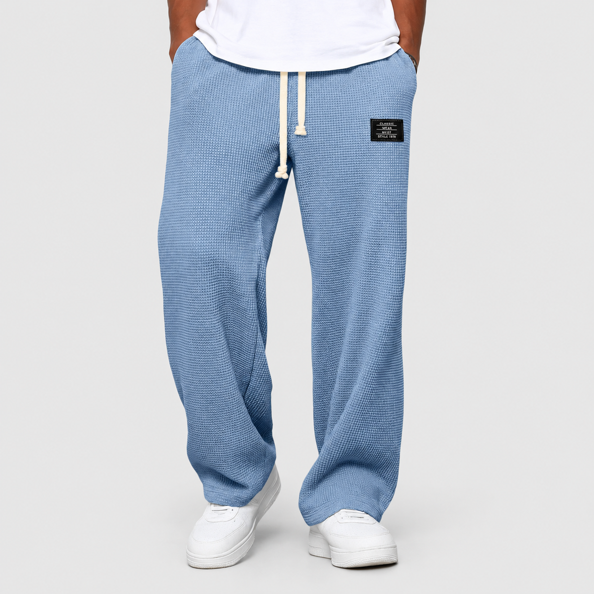 Peregrin | Men’s Waffle-Knit Wide-Leg Drawstring Pants — product detail 1