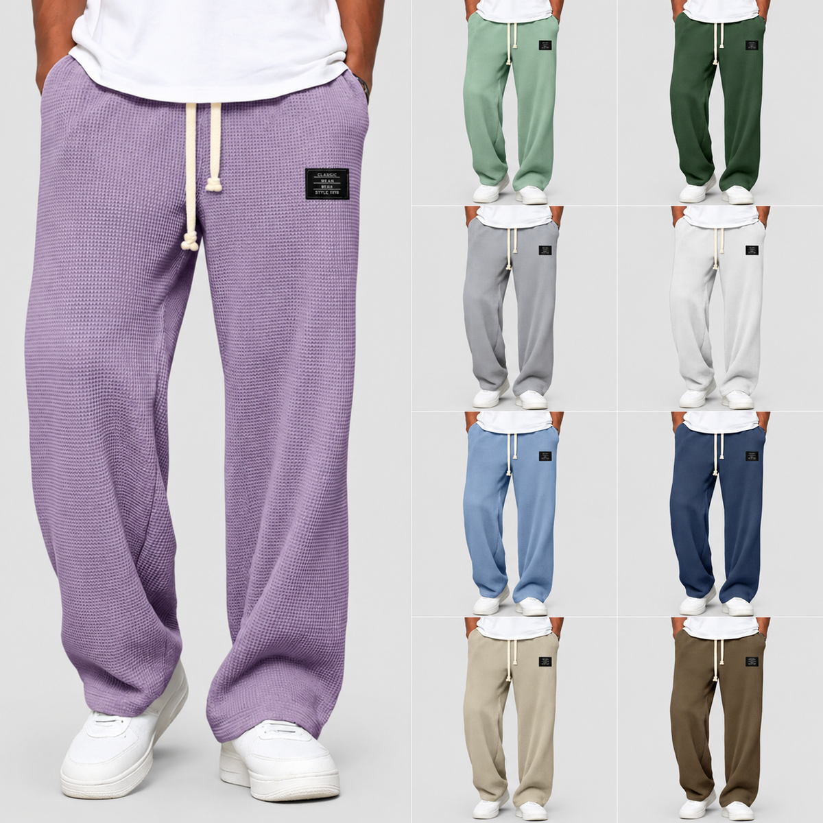 Peregrin | Men’s Waffle-Knit Wide-Leg Drawstring Pants — product detail 12