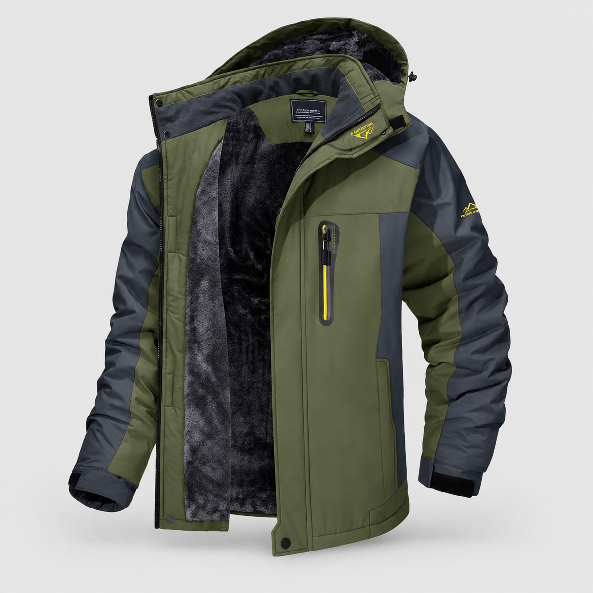 Peregrine | Men’s Hooded Fleece Jacket with Full-Zip Closure — Green