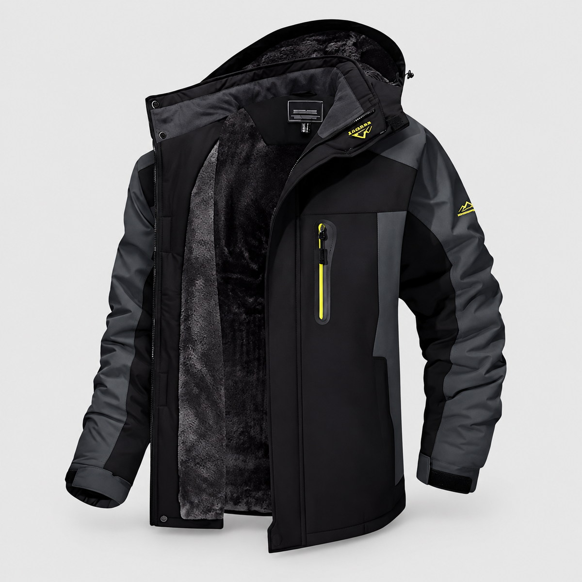 Peregrine | Men’s Hooded Fleece Jacket with Full-Zip Closure — Black