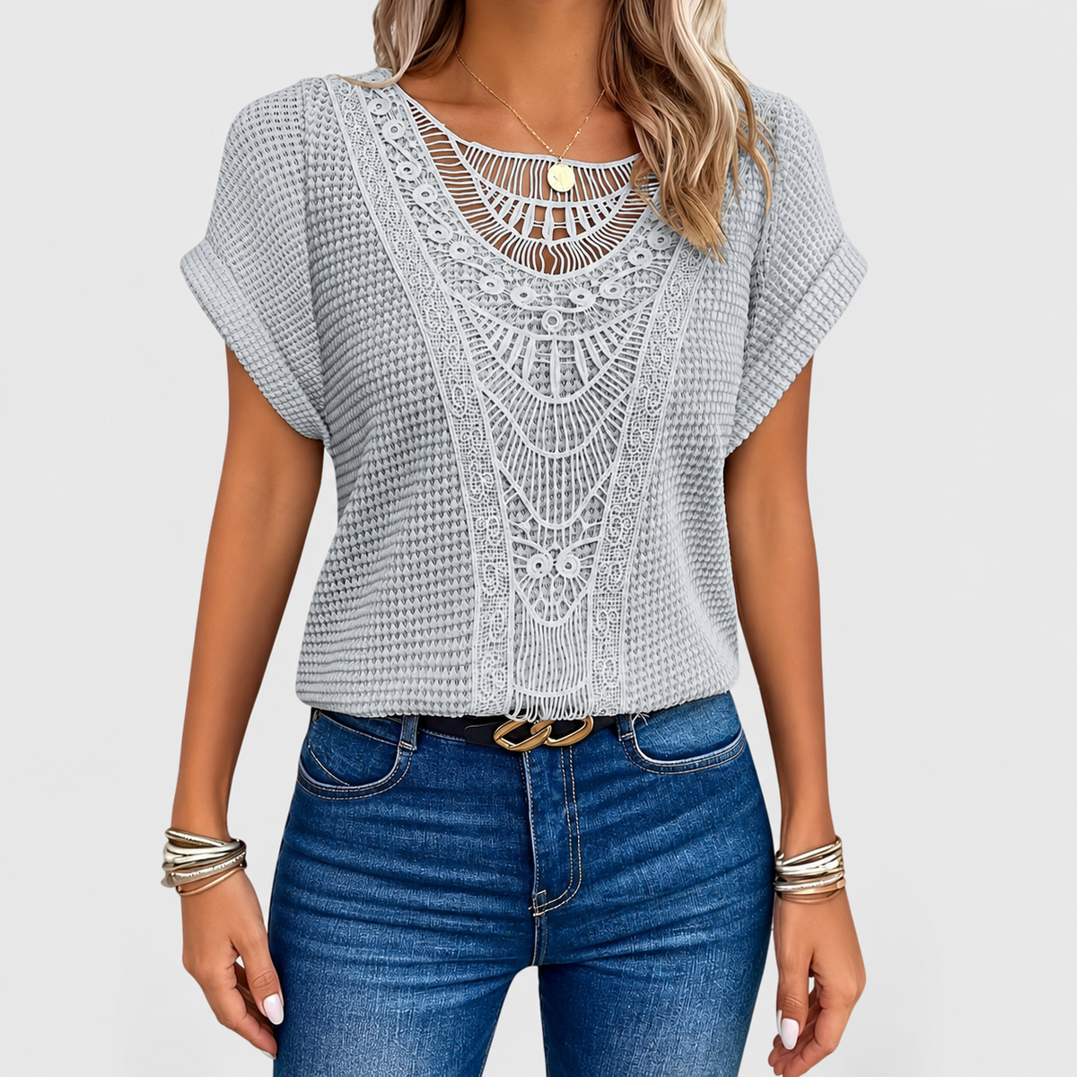 Perlina | Women’s Lace-Detail Ibiza-Style Blouse — product detail 7