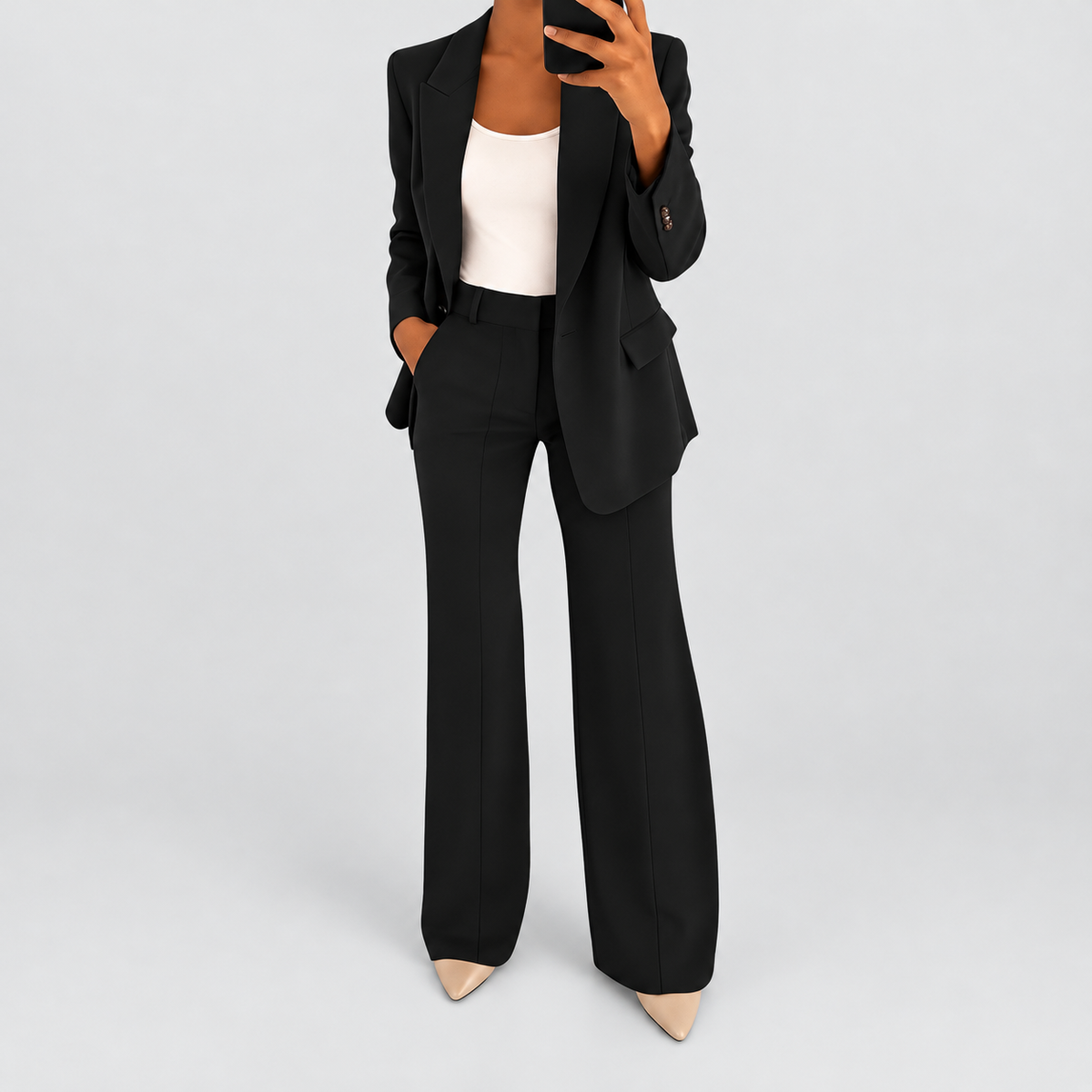 Perrine | Women’s Classic Blazer and Pants Set — Black