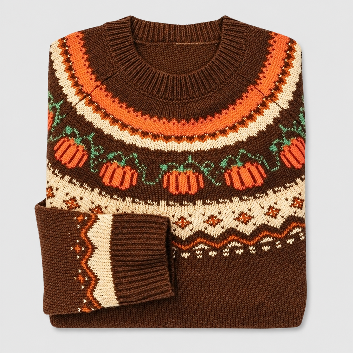 Petronella | Women’s Pumpkin-Jacquard Knit Sweater — product detail 1