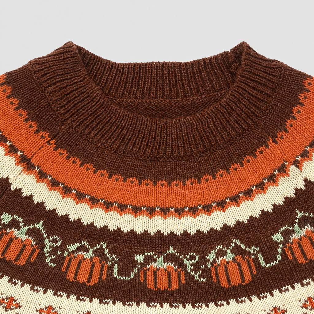 Petronella | Women’s Pumpkin-Jacquard Knit Sweater — product detail 4