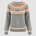 Petronella | Women’s Pumpkin-Jacquard Knit Sweater — Grey