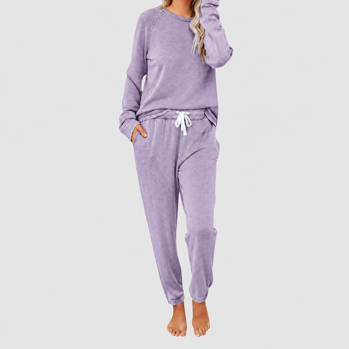 Phaedra | Women’s Long-Sleeve Top and Jogger Set — Purple