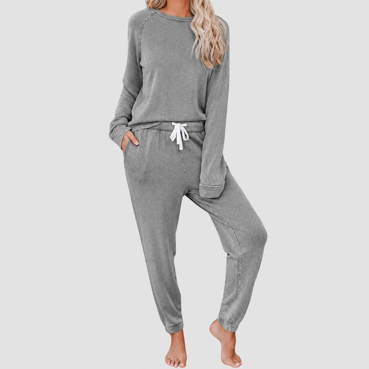 Phaedra | Women’s Long-Sleeve Top and Jogger Set — Grey