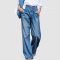 Prudence | Women’s Pleated Baggy Wide-Leg Jeans — Blue