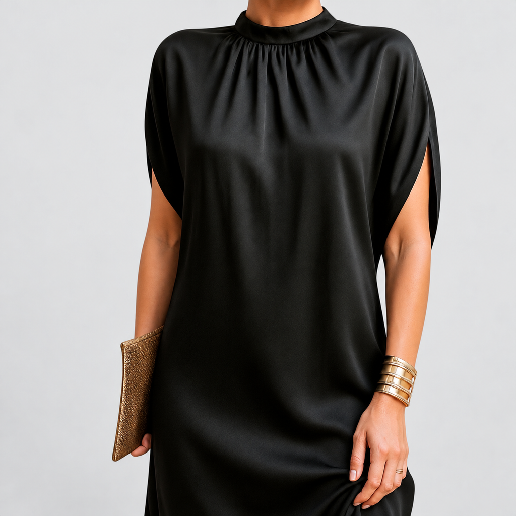 Quintessa | Women’s Draped Short-Sleeve Dress — product detail 2