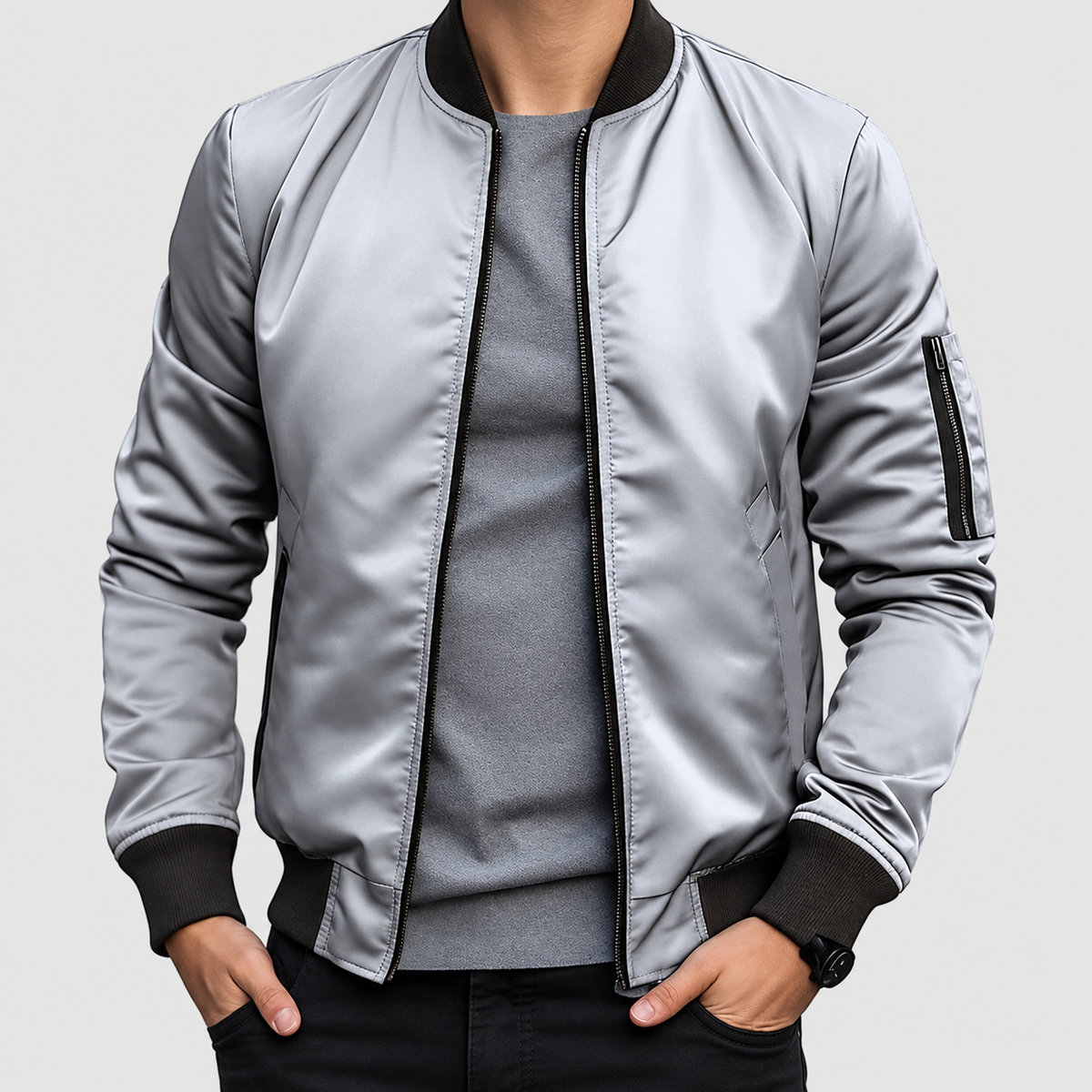 Reid | Men’s Zip-Up Bomber Jacket — product detail 3