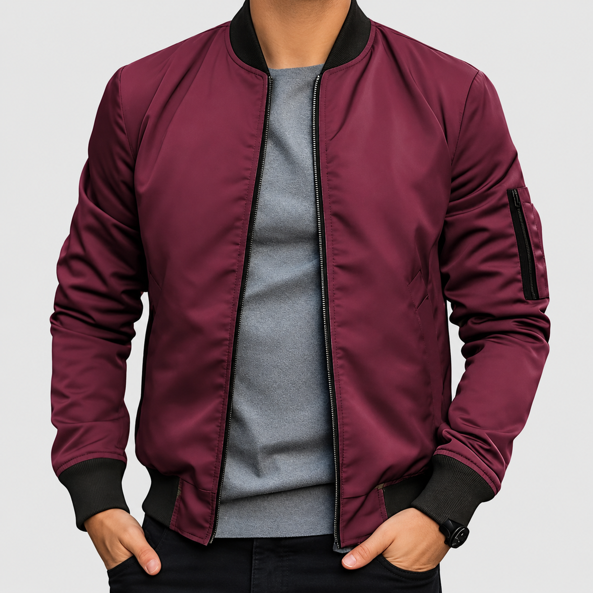 Reid | Men’s Zip-Up Bomber Jacket — product detail 7