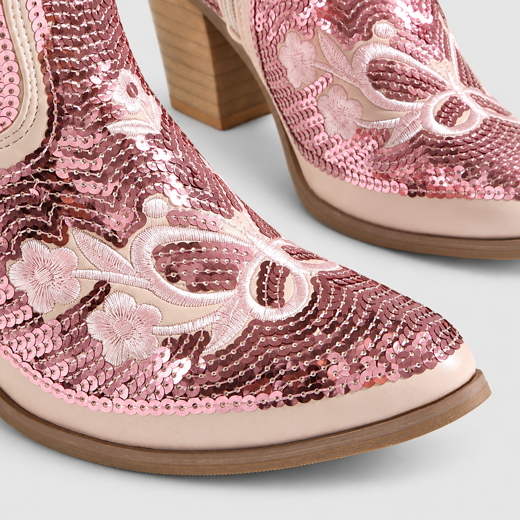 Rheanna | Women’s Sequin-Embroidered Western Ankle Boots — product detail 8
