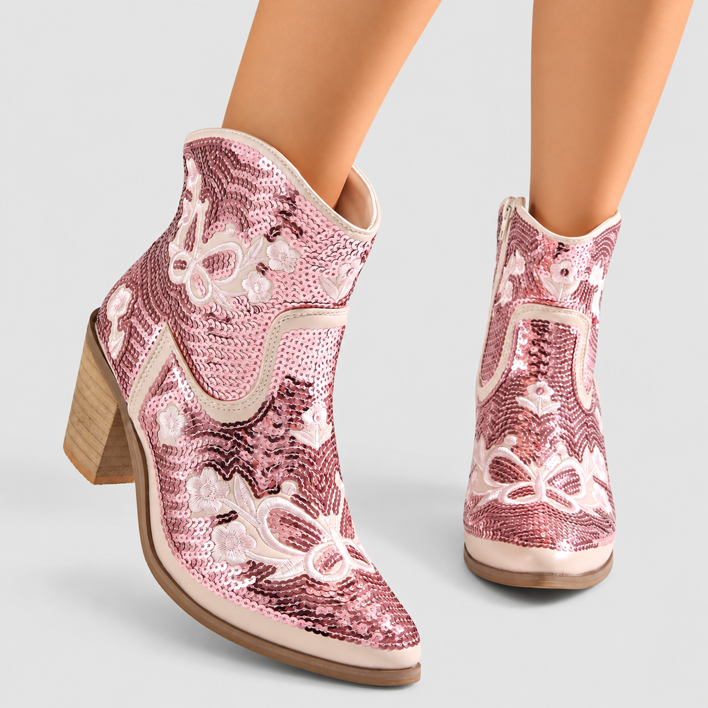 Rheanna | Women’s Sequin-Embroidered Western Ankle Boots — product detail 11