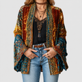 Romina | Women’s Boho Patterned Kimono Jacket — Burgundy