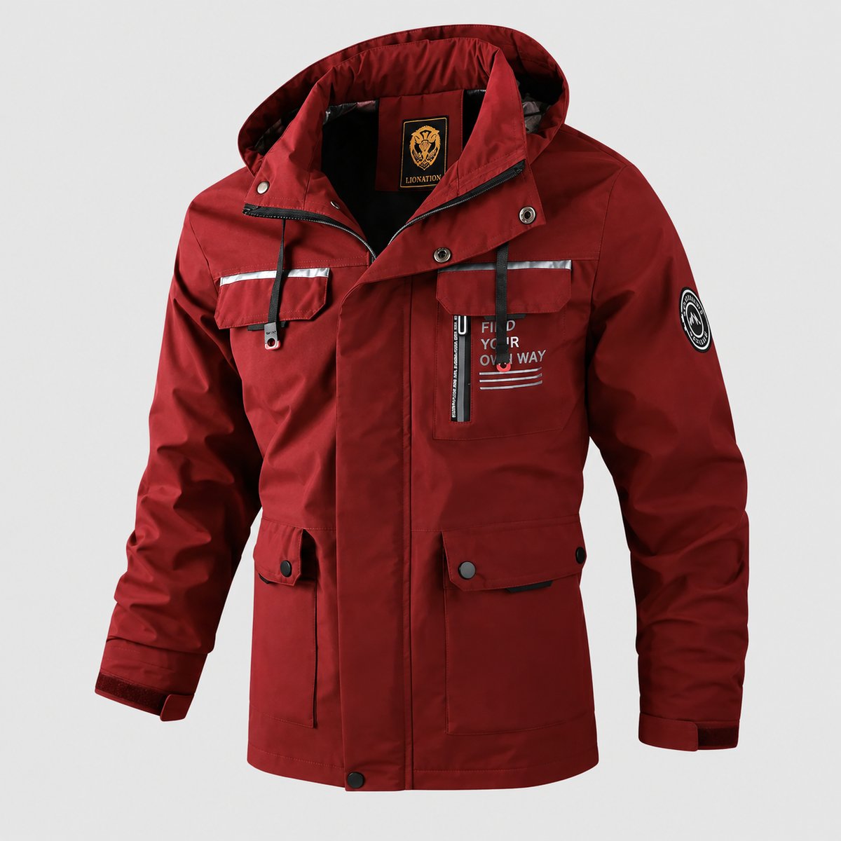Ronan | Men’s Hooded Outdoor Jacket — Red