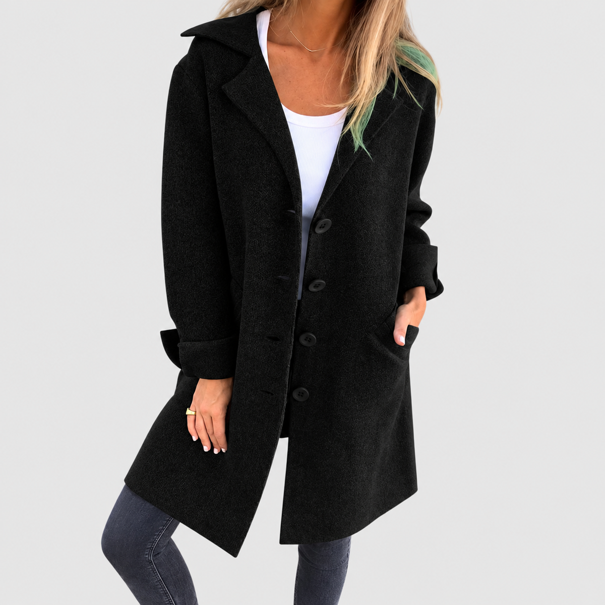 Rosalinde | Women’s Relaxed Longline Knit Coat — Black