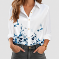 Rosina | Women’s Floral Button-Front Blouse — Blue