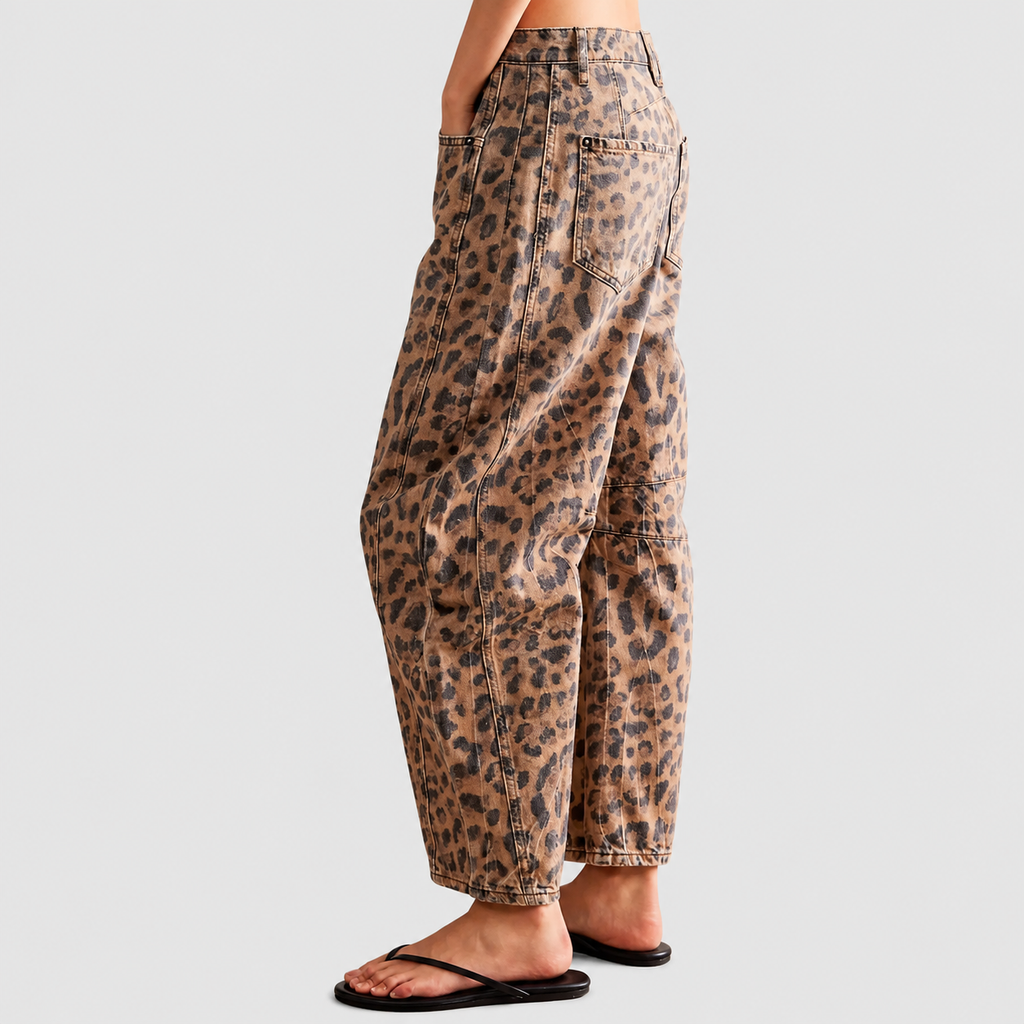 Rowena | Women’s Leopard-Print Wide-Leg Pants — product detail 3
