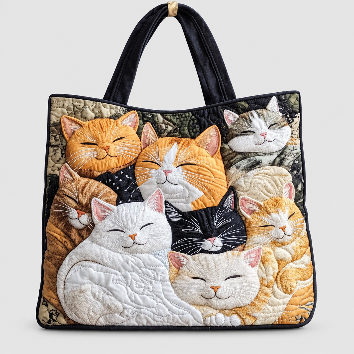 Sabina | Women’s Sleeping-Cats Quilted Tote Bag — product detail 1