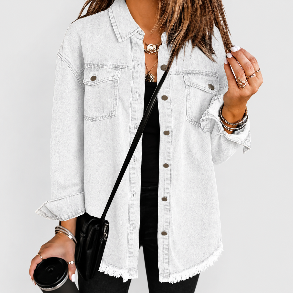 Sabrina | Women’s Relaxed Denim-Style Jacket — White