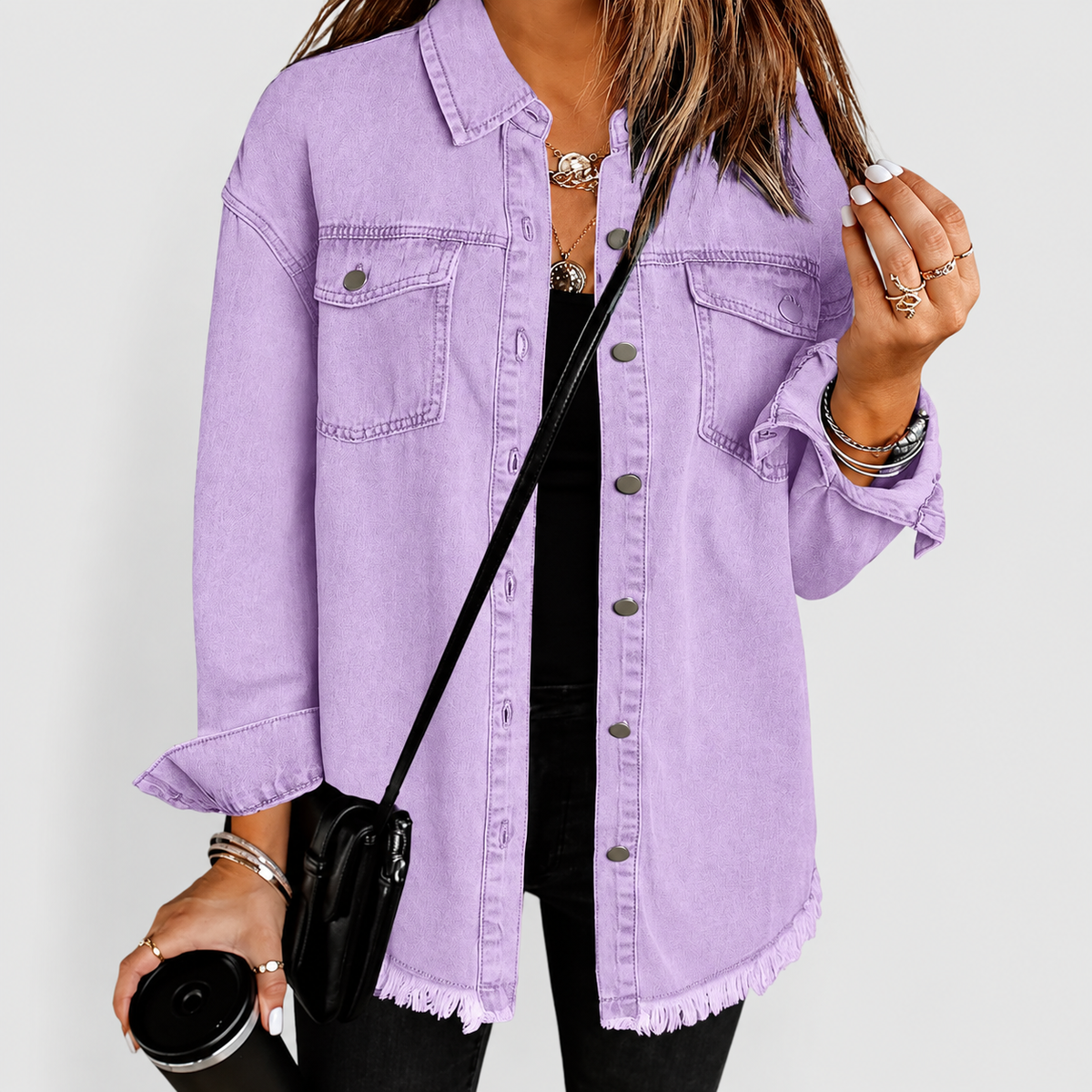 Sabrina | Women’s Relaxed Denim-Style Jacket — Lilac