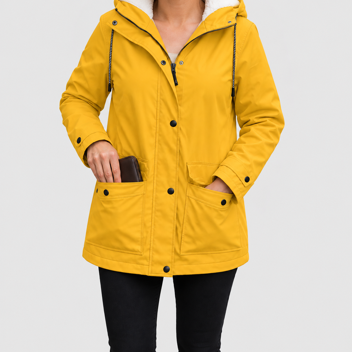 Sadella | Women’s Sherpa-Lined Hooded Parka — Marigold
