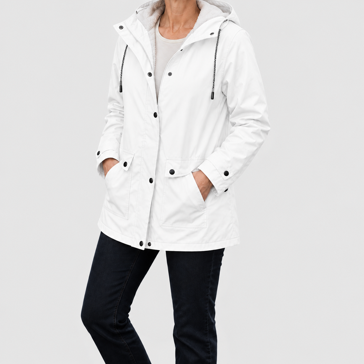 Sadella | Women’s Sherpa-Lined Hooded Parka — Ivory